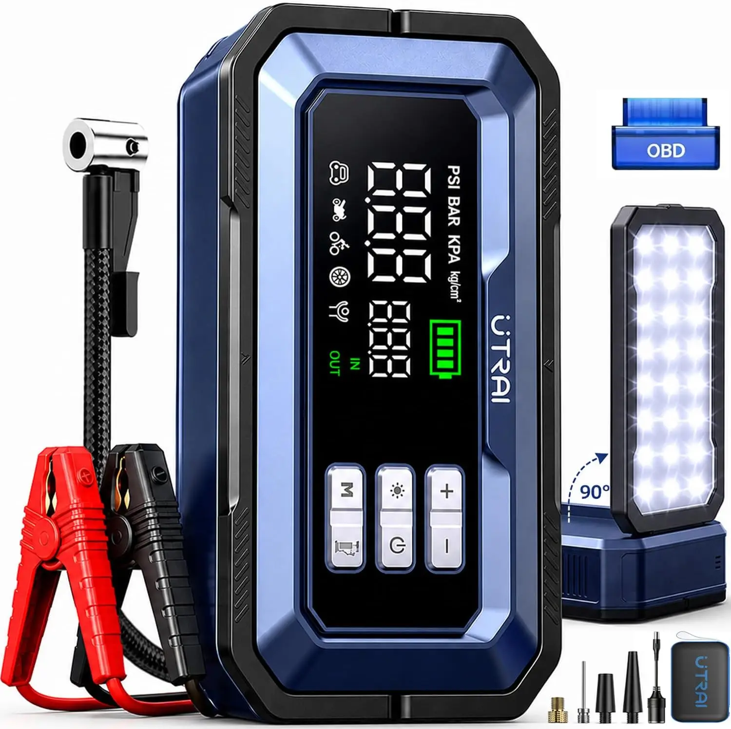 Car Portable Tire Inflator - Hava Kompresörlü Akü Takviye Cihazı, Tüm